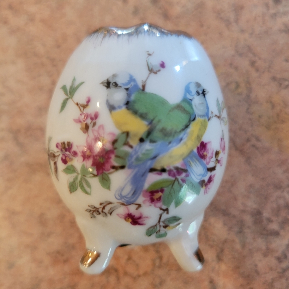 Bundle of Porcelain Smalls ~ Gorham Basket ~ Brinn's Egg ~ Takahashi Trinket Box